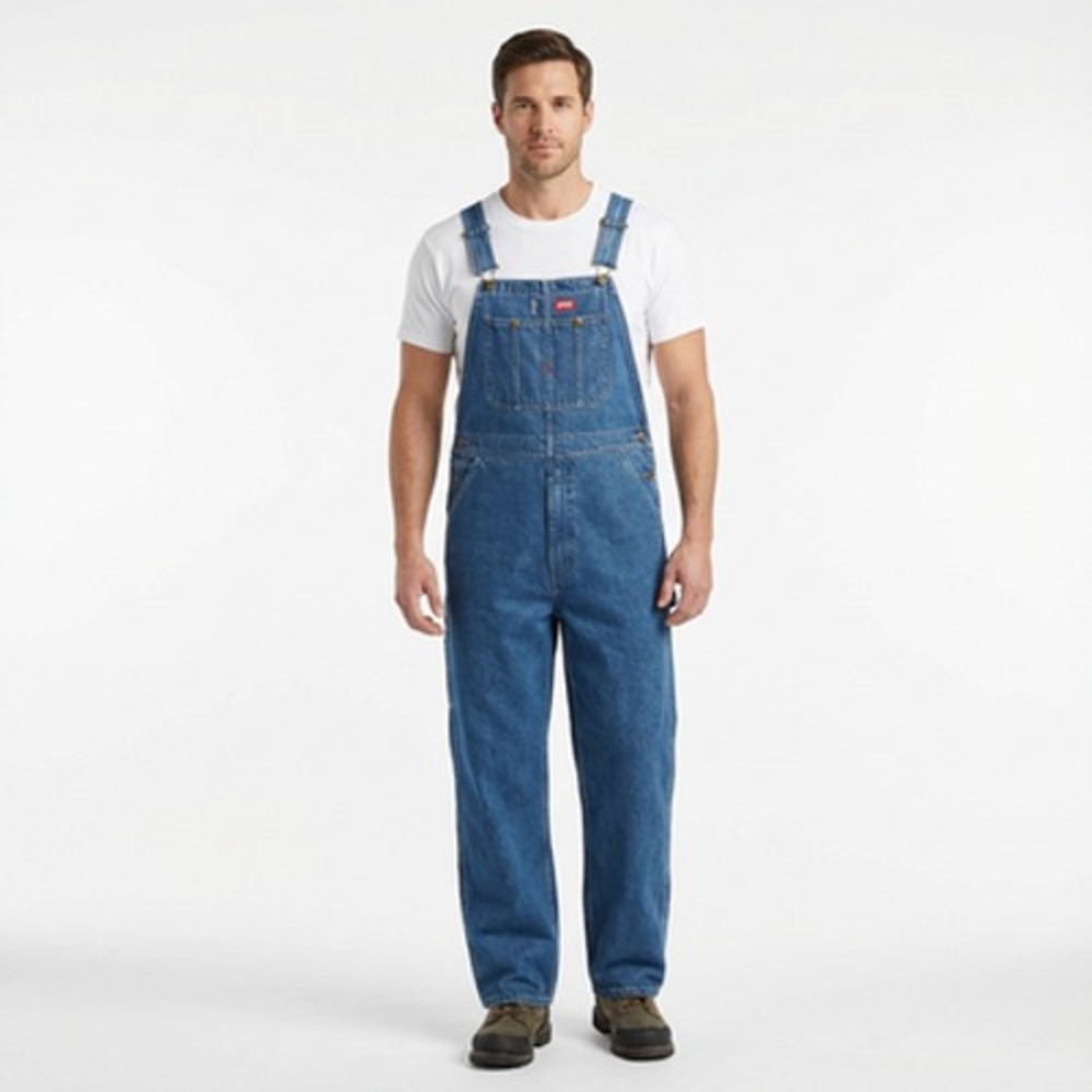 HISEA Denim Overalls Men XL Blue Utility Adjustable Straps Multiple Pockets